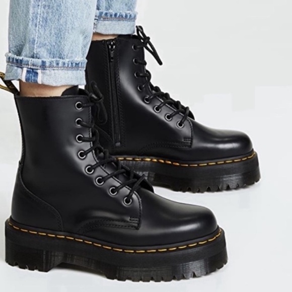 New Dr Martens jadon boots 7 black smooth leather platform - Picture 1 of 8